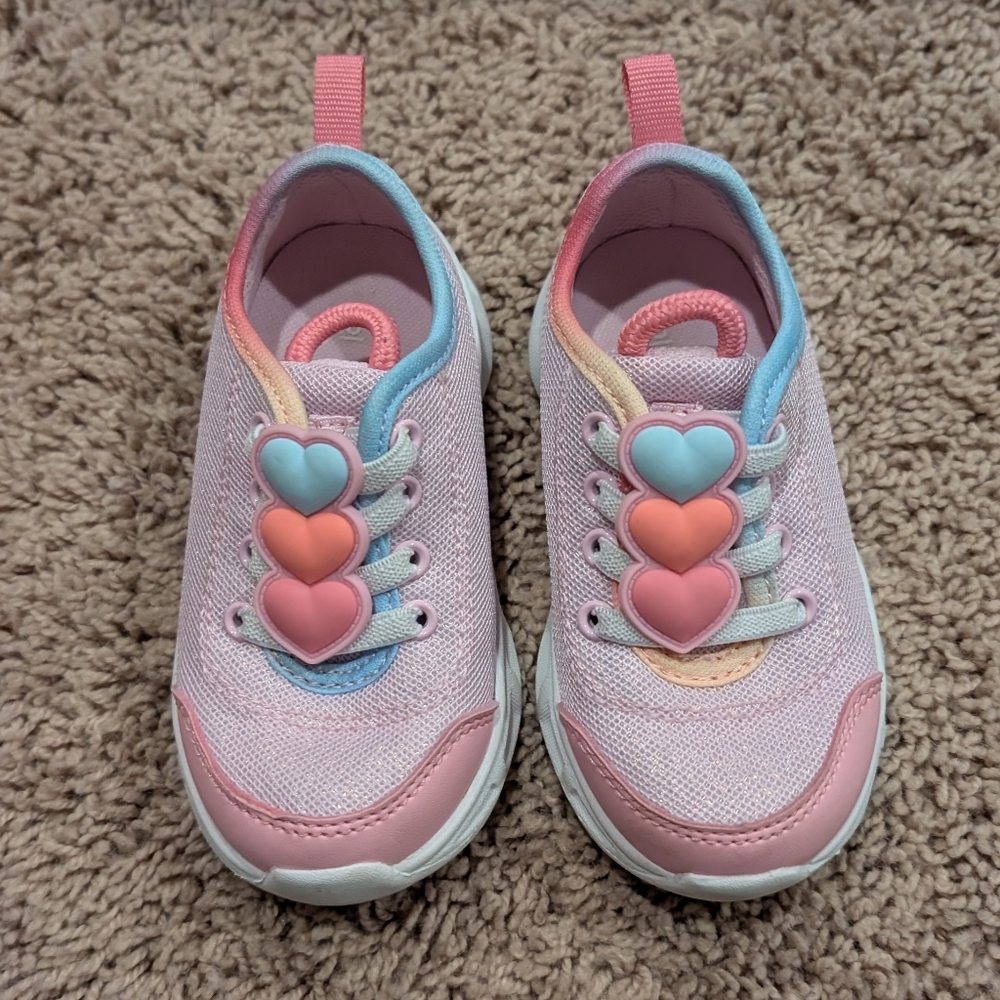 Colorful Kids Sneakers with Heart Accents